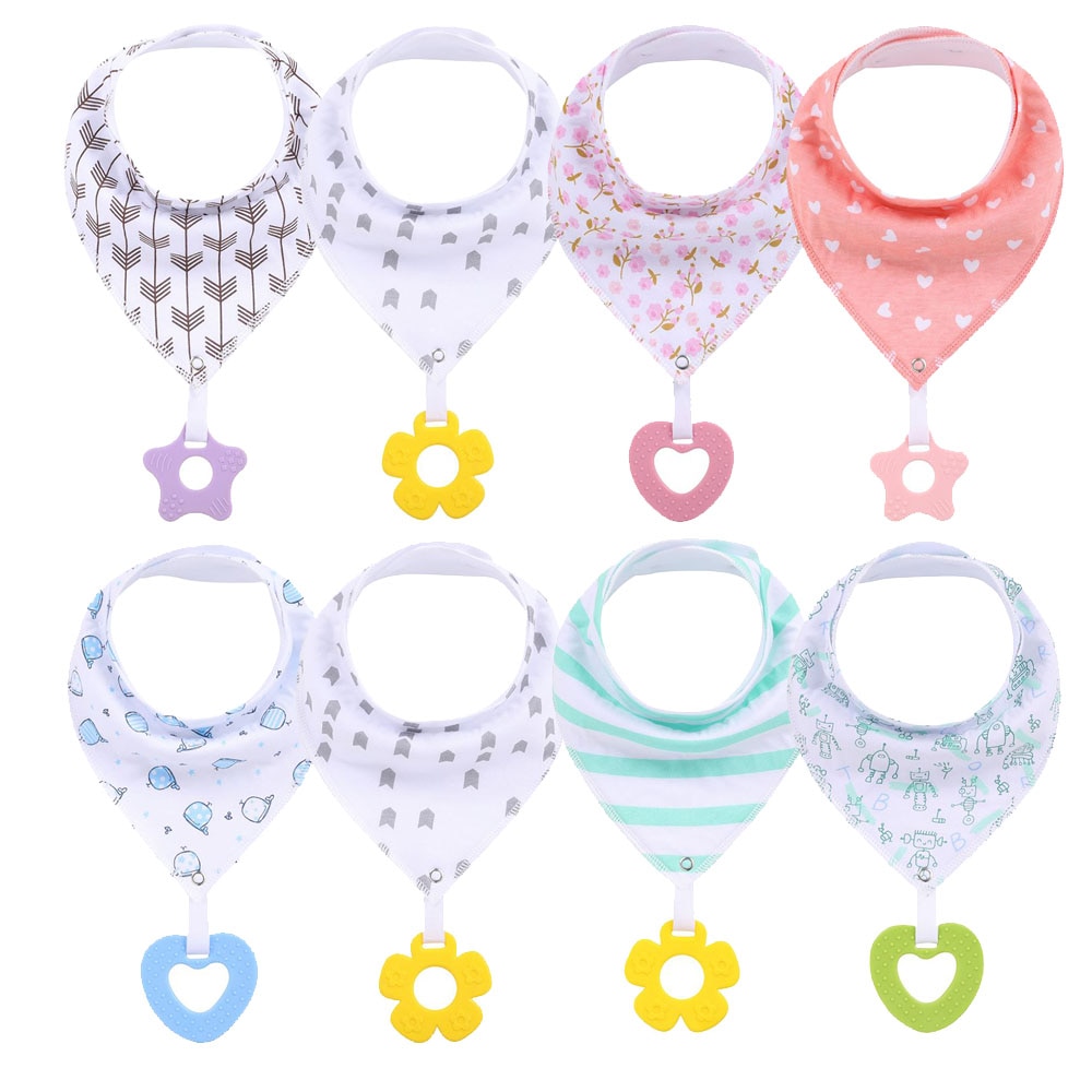 Drool Bib Bandana with Silicone Teether